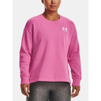 Under Armour Rival Fleece Oversize Crew Mikina Růžová