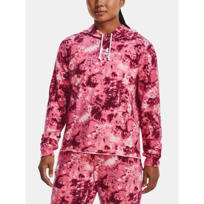 Under Armour Rival Terry Print Hoodie Mikina Růžová