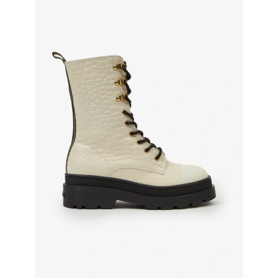 Scotch & Soda Aubri Mid Boot Off White Croco Kotníková obuv Bílá