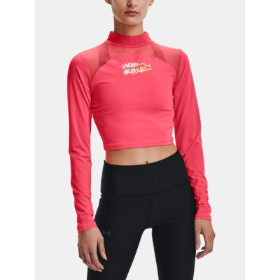 Under Armour HG Q3 Crop Mockneck Triko Růžová